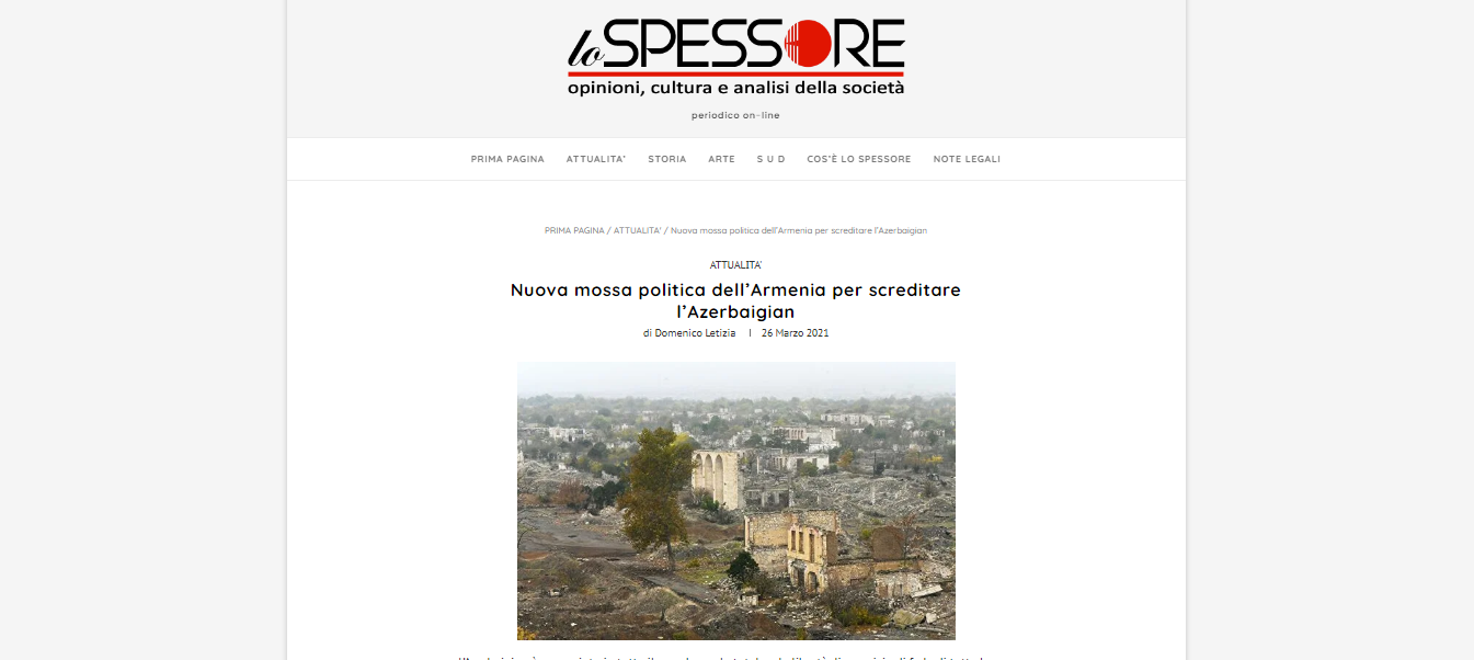 Armenia initiates ‘geopolitical game’ to discredit Azerbaijan – Italian journalist