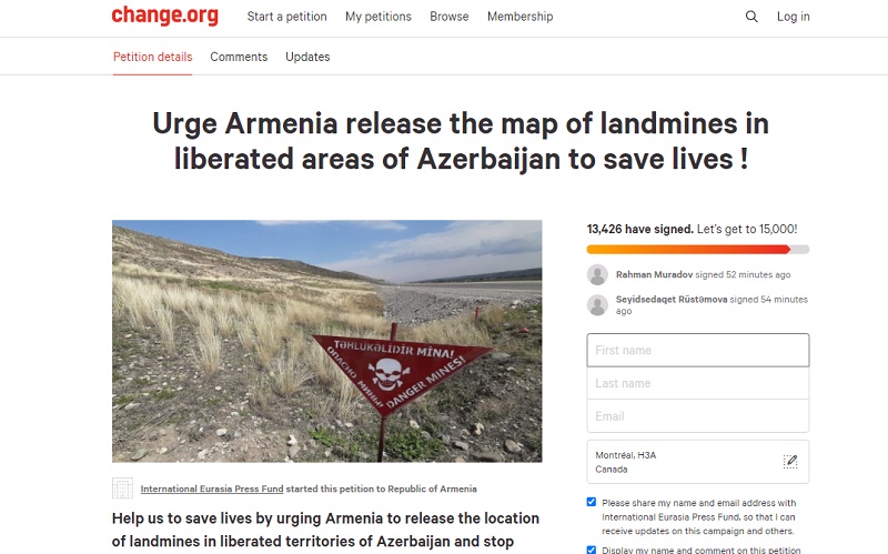 Armenia must submit minefield maps - Public figures call for joining petition