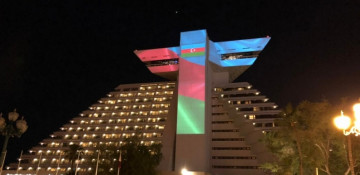 Qatar’s iconic building lit up with colors of Azerbaijani flag