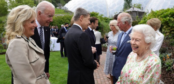 Britain's Queen Elizabeth hosts Biden at G7 reception