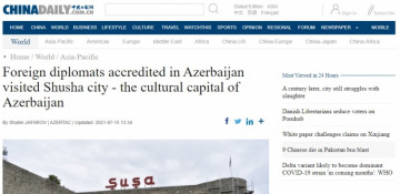 China Daily newspaper publishes article about visit of foreign diplomats to Shusha