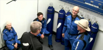 Billionaire Bezos, crew blast off into space on successful visit