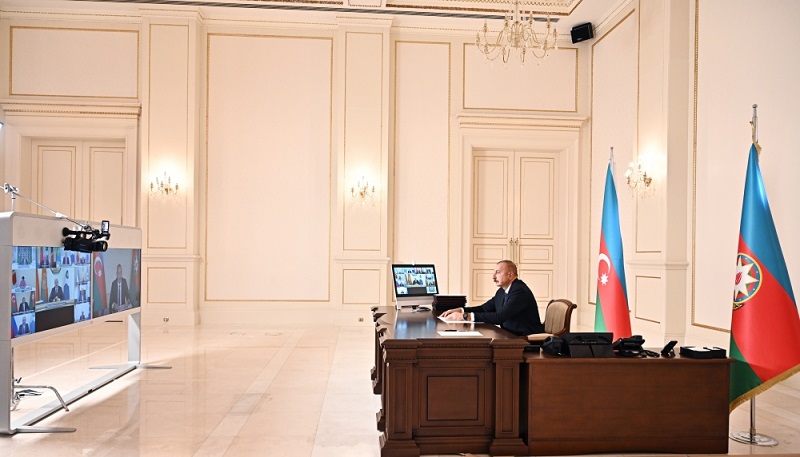 President Ilham Aliyev attends CIS Heads of State Council's session in video conference format