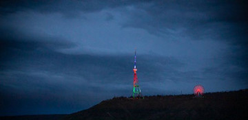 Tbilisi TV Tower illuminated in colors of Azerbaijani flag (PHOTO)
