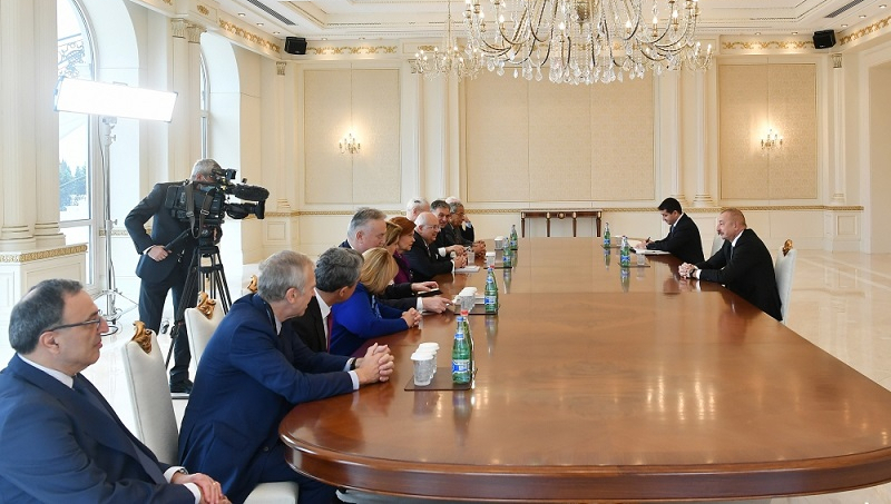 Azerbaijani president receives co-chairs and members of Board of Trustees of Nizami Ganjavi Int’l Center