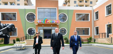 President Ilham Aliyev and First Lady Mehriban Aliyeva attended the inauguration of residential complex for families of martyrs and war disabled in Sabunchu
