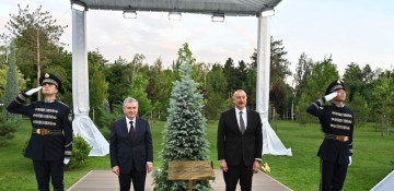 Azerbaijani, Uzbek presidents planted tree on Alley of Honored Guests