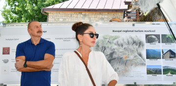 President Ilham Aliyev and First Lady Mehriban Aliyeva viewed reconstruction works carried out in “Diri Baba” tomb in Gobustan district