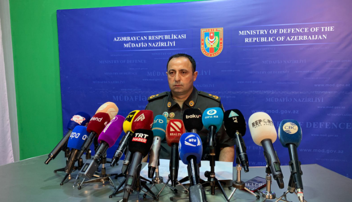 Azerbaijan's Ministry of Defense holds a briefing