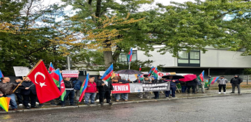 Azerbaijani community held a protest rally in front of the Armenian embassy in Berlin
