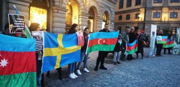 Azerbaijani community holds picket outside Swedish parliament