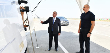 President Ilham Aliyev viewed work underway on Barda-Aghdam highway (PHOTO)