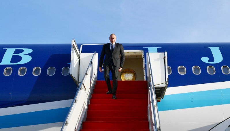 President Ilham Aliyev arrives in Kazakhstan for working visit