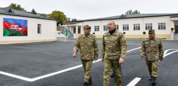 President Ilham Aliyev viewed conditions created at newly commissioned military unit of Defense Ministry in Fuzuli district
