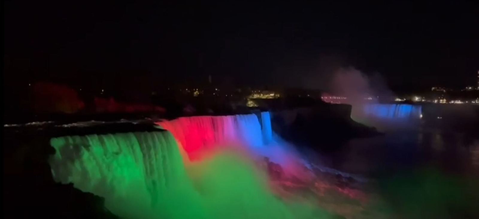 Niagara Falls lit up with colors of Azerbaijani flag (PHOTO)