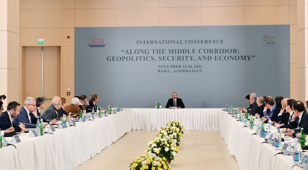 President Ilham Aliyev attends int’l conference under motto “Along the Middle Corridor: Geopolitics, Security and Economy”