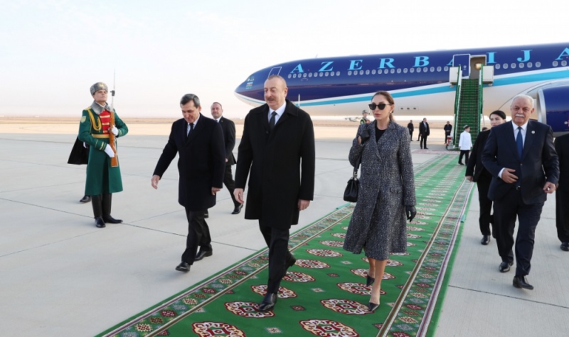 President Ilham Aliyev arrives in Turkmenistan for working visit