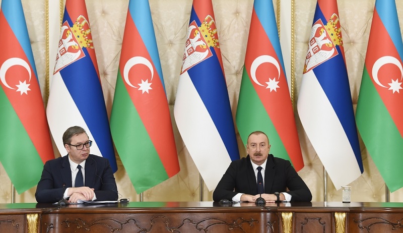 Presidents of Azerbaijan and Serbia make press statements