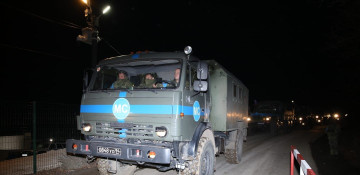 Russian peacekeepers' 14  supply vehicles unimpeded pass along Lachin road