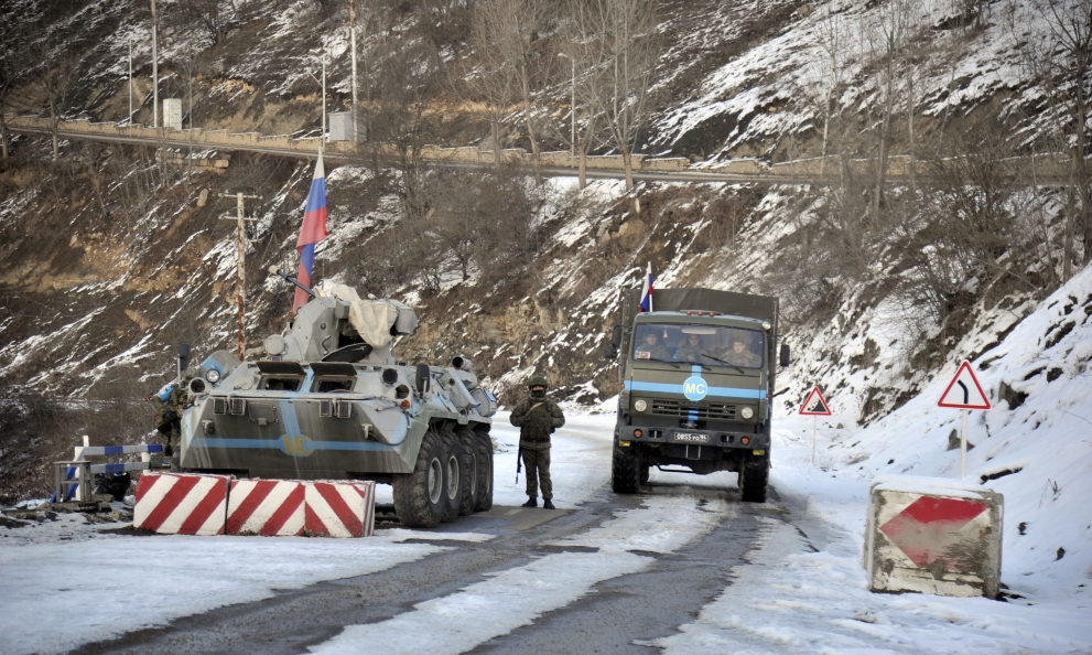 Several more vehicles of Russian peacekeepers pass through protest area on Lachin-Khankandi road without hindrance 