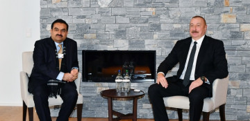President Ilham Aliyev meets with Founder and Chairman of Adani Group in Davos