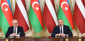 Presidents of Azerbaijan and Latvia made press statements