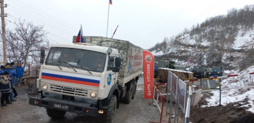 Russian peacekeepers' vehicles move freely along Lachin-Khankendi road