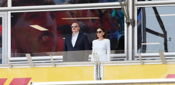 President Ilham Aliyev and First Lady Mehriban Aliyeva watch F 1 Azerbaijan GP