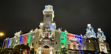 Lima city center illuminated with colors of Azerbaijani flag (PHOTO)