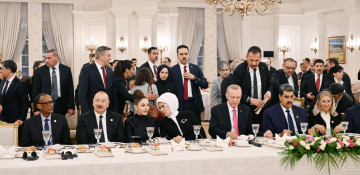 President Ilham Aliyev and First Lady Mehriban Aliyeva attend dinner hosted on behalf of Turkish President Erdogan