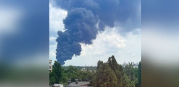 Oil depot ablaze in Russia's Voronezh