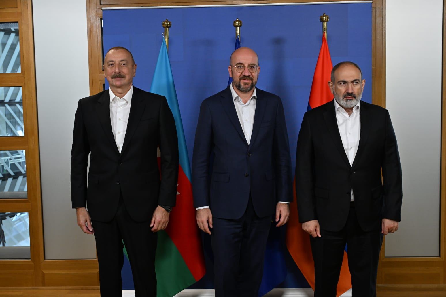 President Ilham Aliyev held trilateral meeting with President of European Council and Prime Minister of Armenia in Brussels (UPDATED)