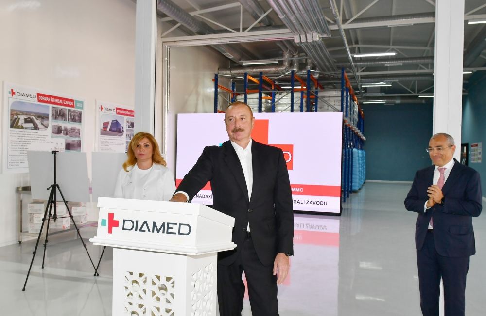 President Ilham Aliyev participates in opening of “Diamed” medicines manufacturing plant in Baku