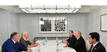 President Ilham Aliyev holds meeting with member of Presidency of Bosnia and Herzegovina Željka Cvijanović and President of Republic of Srpska Milorad Dodik