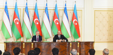 Presidents of Azerbaijan and Uzbekistan made press statements