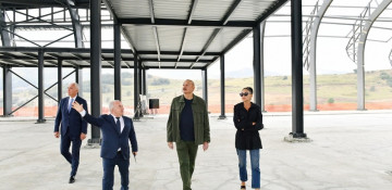 President Ilham Aliyev examines construction progress of Lachin International Airport