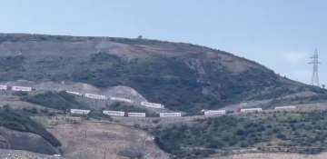 Armenian and French trucks with so-called “humanitarian aid” heading back from Lachin to Armenia
