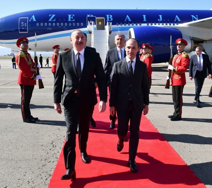 President Ilham Aliyev arrives in Georgia on working visit