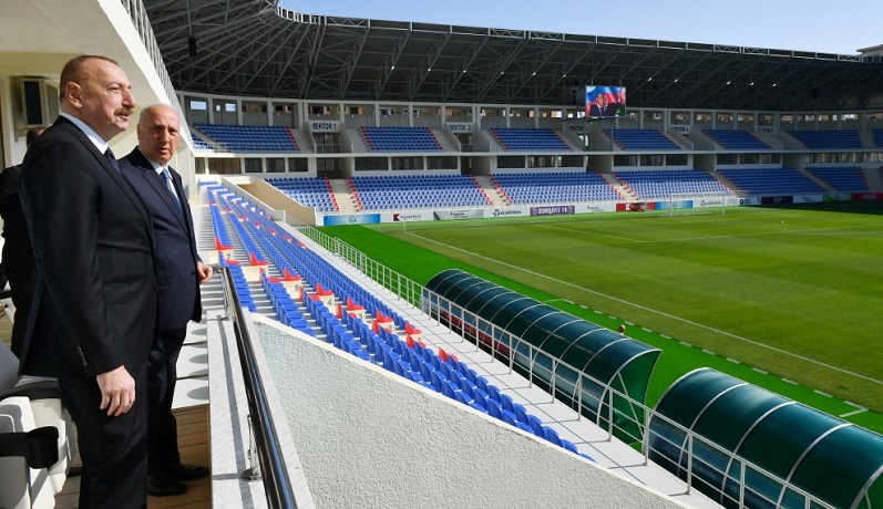President Ilham Aliyev views conditions created in Mehdi Huseynzade Sumgayit City Stadium