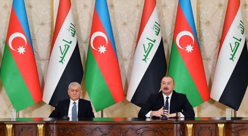 Presidents of Azerbaijan and Iraq make press statements