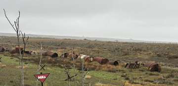 Anti-tank cut, metal spikes, razor wire, mine areas - View of Azerbaijan's Aghdara