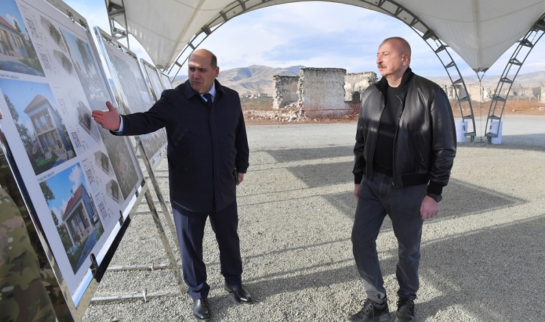 President Ilham Aliyev lays foundation stone for village of Giyasli in Aghdam district