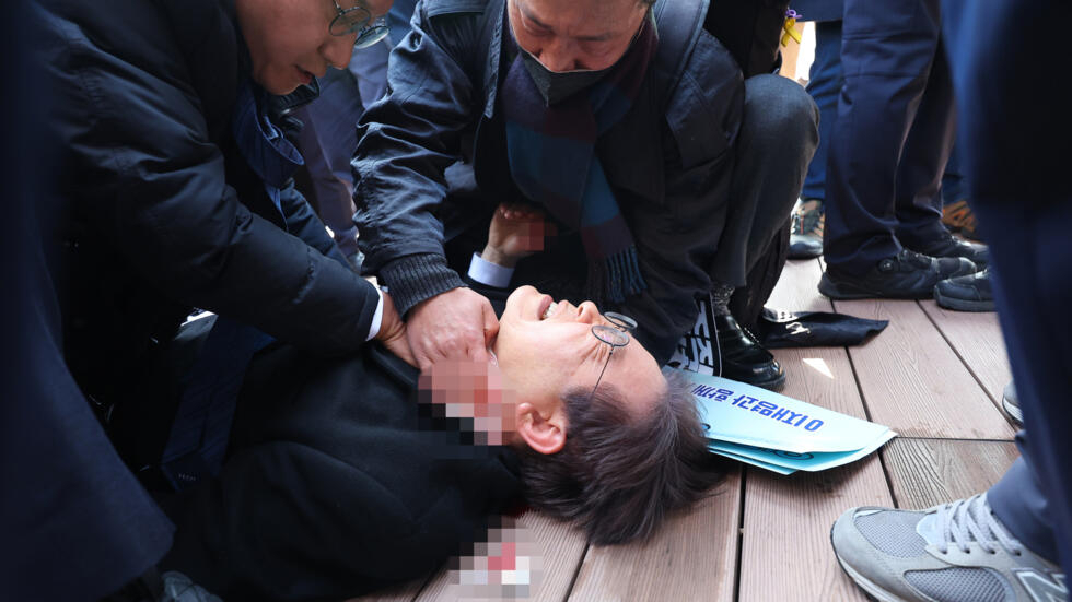 South Korean opposition leader stabbed in neck, expected to undergo surgery