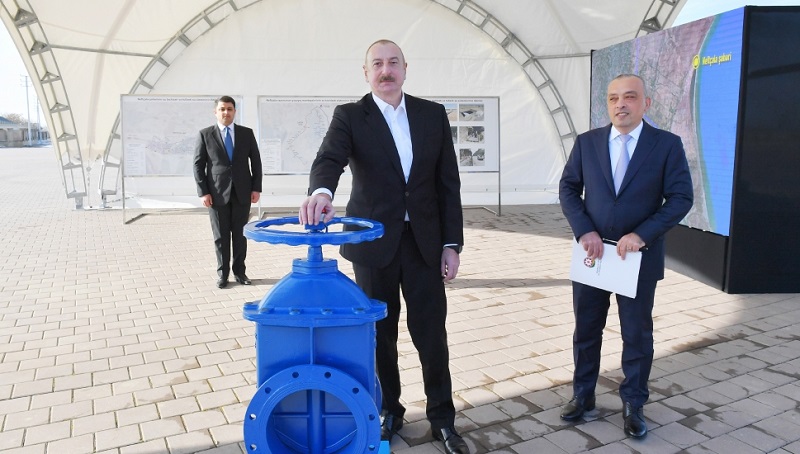 President Ilham Aliyev participates in ceremony for commissioning of drinking water supply systems in Neftchala