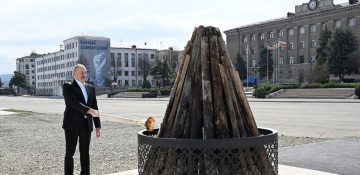 President Ilham Aliyev lit Novruz bonfire in Khankendi, congratulated Azerbaijani people on holiday