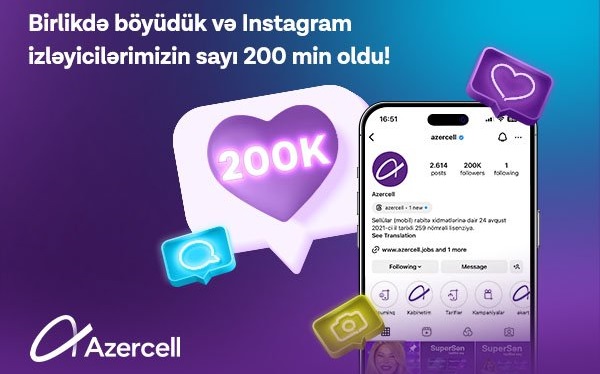 (Ad) Azercell hits 200,000 Instagram followers milestone!