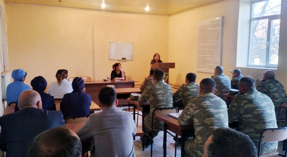 Azerbaijan MoD: Meeting with servicemen and civilian workers was held in a military unit