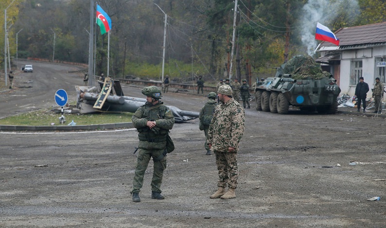 Russian peacekeepers leaving Azerbaijan