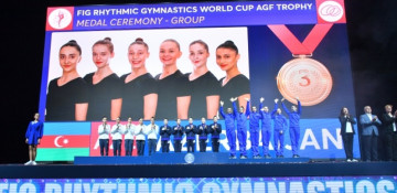Azerbaijan win bronze in Group 5 Hoops event at Rhythmic Gymnastics World Cup