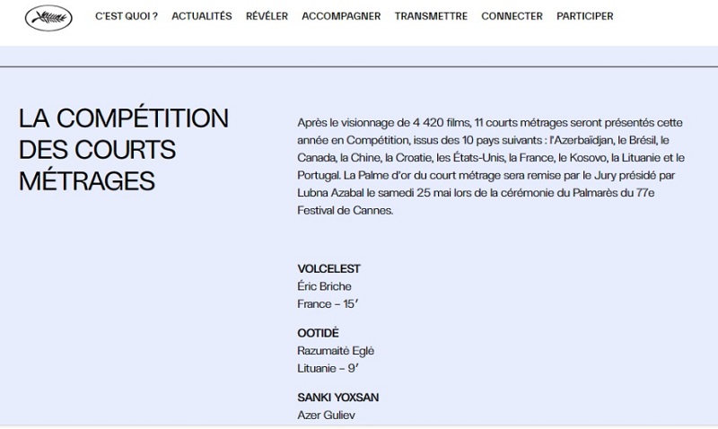 Azerbaijani film selected for Cannes Short Film Festival